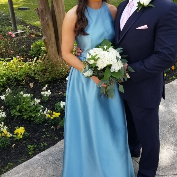 Alfred Sung Style D707 Smoke Blue bridesmaid dress - Picture 2 of 4